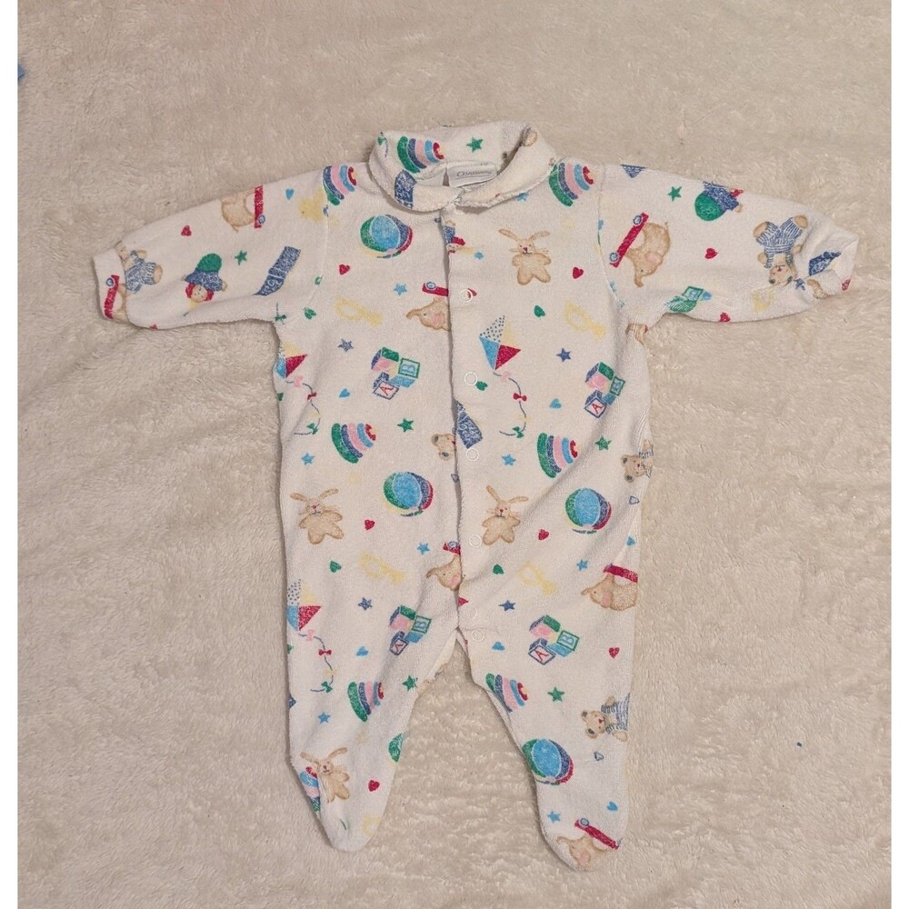 Vintage Carter's Colorful 90s Baby Footed Pajamas Size 0-3 Months Unisex